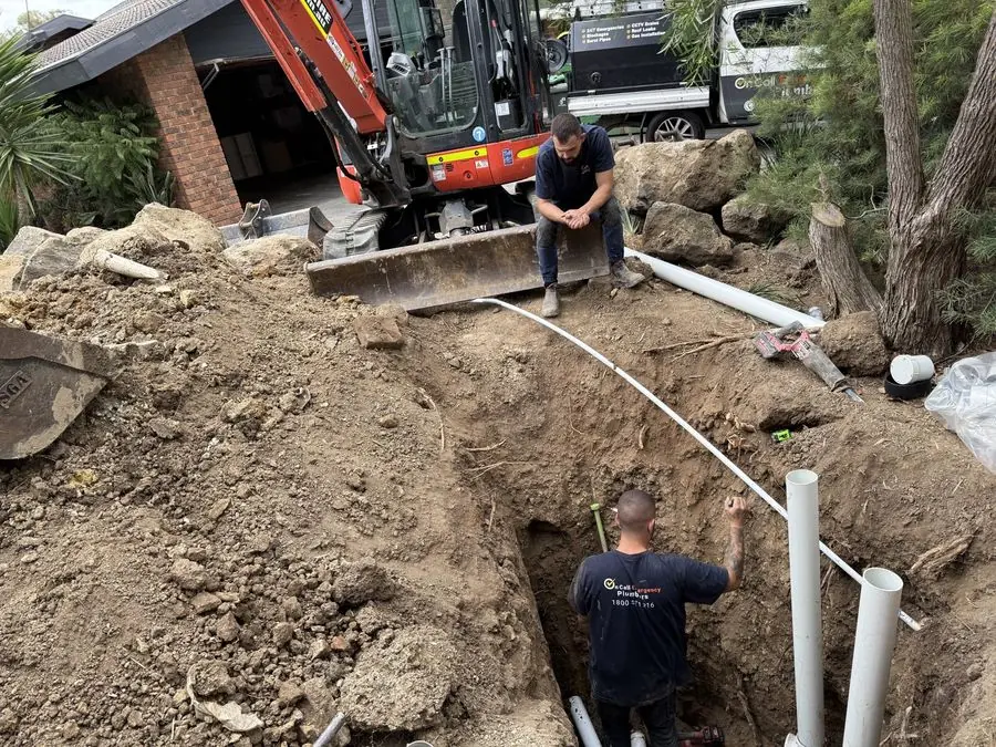 Drain repair excavation and pipework, Mentone